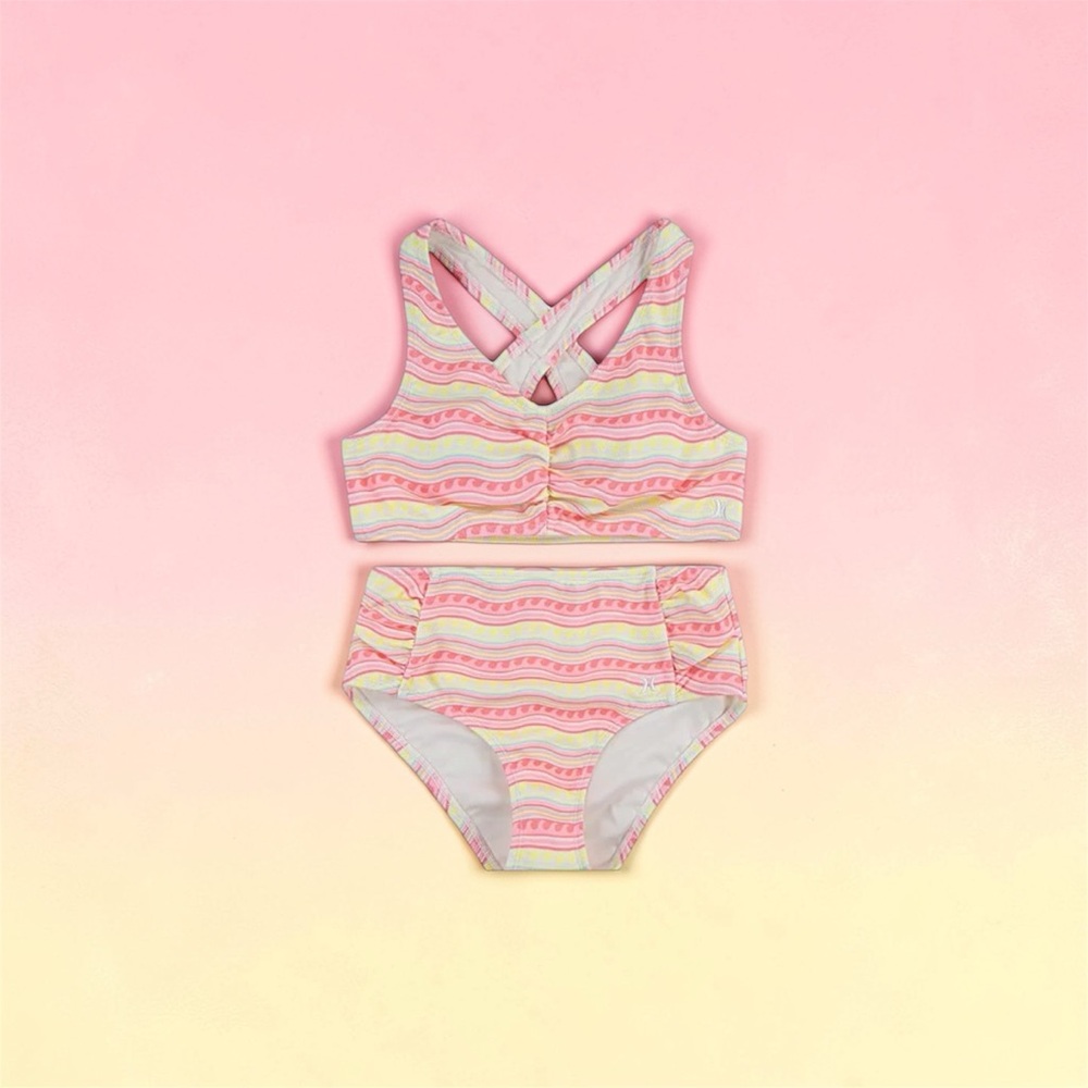 Hurley Pink, Yellow & Mint Girls Two-Piece Swimsuit